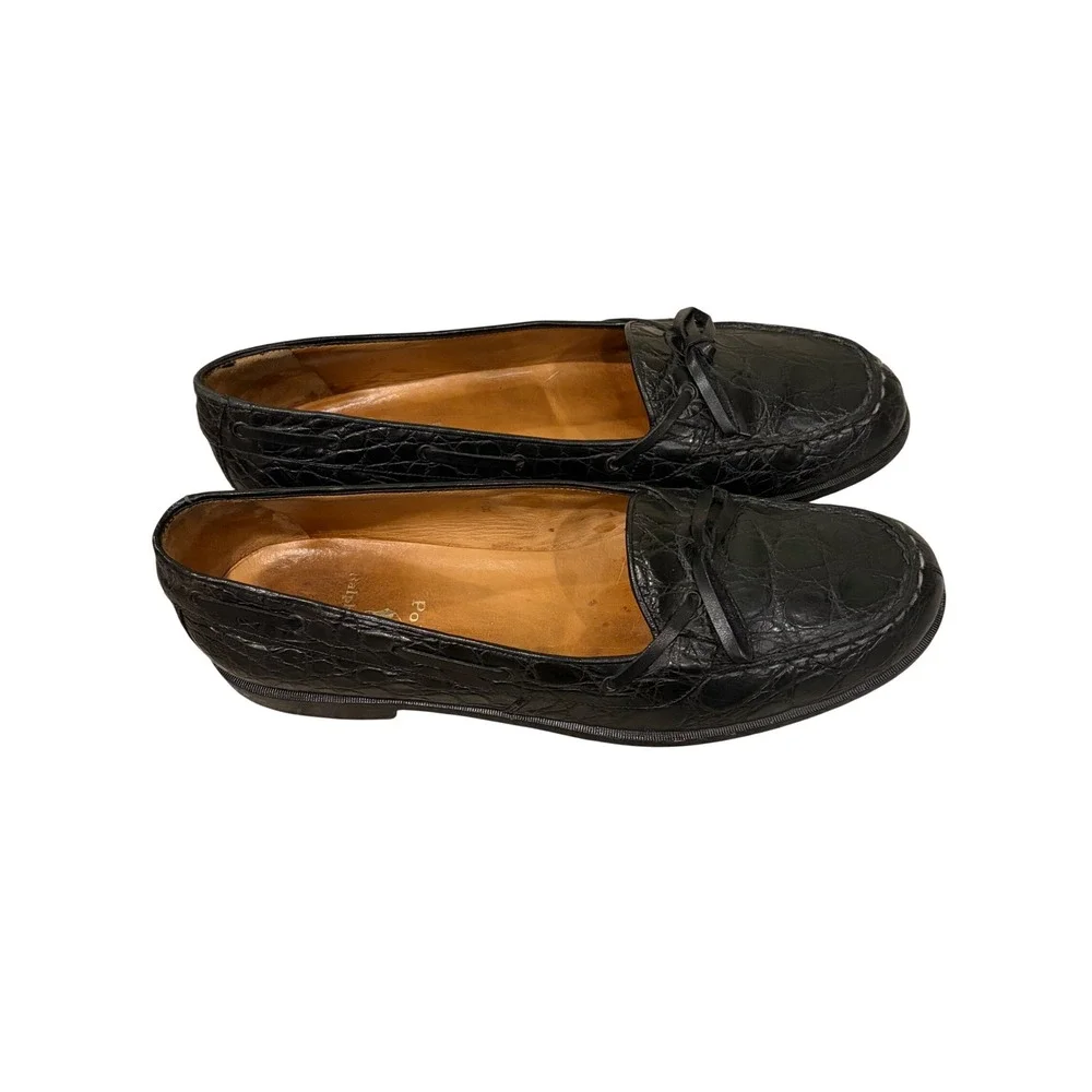 Polo Ralph Lauren Vintage Alligator Embossed Leather Loafers Made in Italy 11B